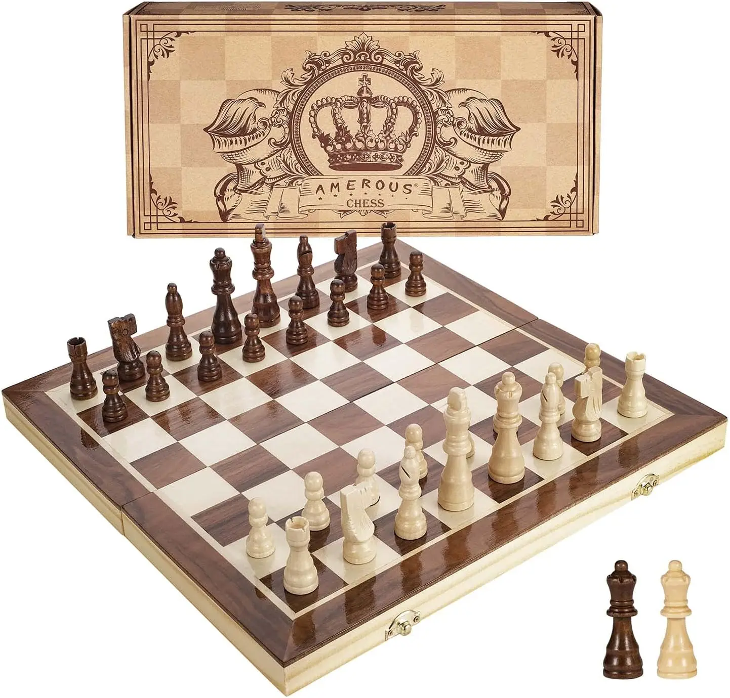 15" Magnetic Wooden Chess Set - 2 Extra Queens, Folding Board, Travel Game for Kids 6+
15" Magnetic Wooden Chess Set - 2 Extra Queens, Folding Board, Travel Game for Kids 6+