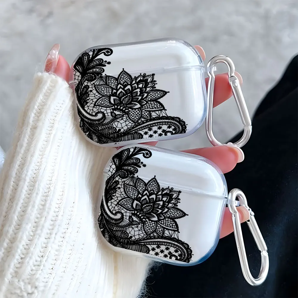 Black Lace Lotus Pattern Clear Earphone Case for AirPods Pro 3/Pro 2/Pro Earbuds Case For AirPods 4/3/2/1 TPU Protective Cover
Black Lace Lotus Pattern Clear Earphone Case for AirPods Pro 3/Pro 2/Pro Earbuds Case For AirPods 4/3/2/1 TPU Protective Cover