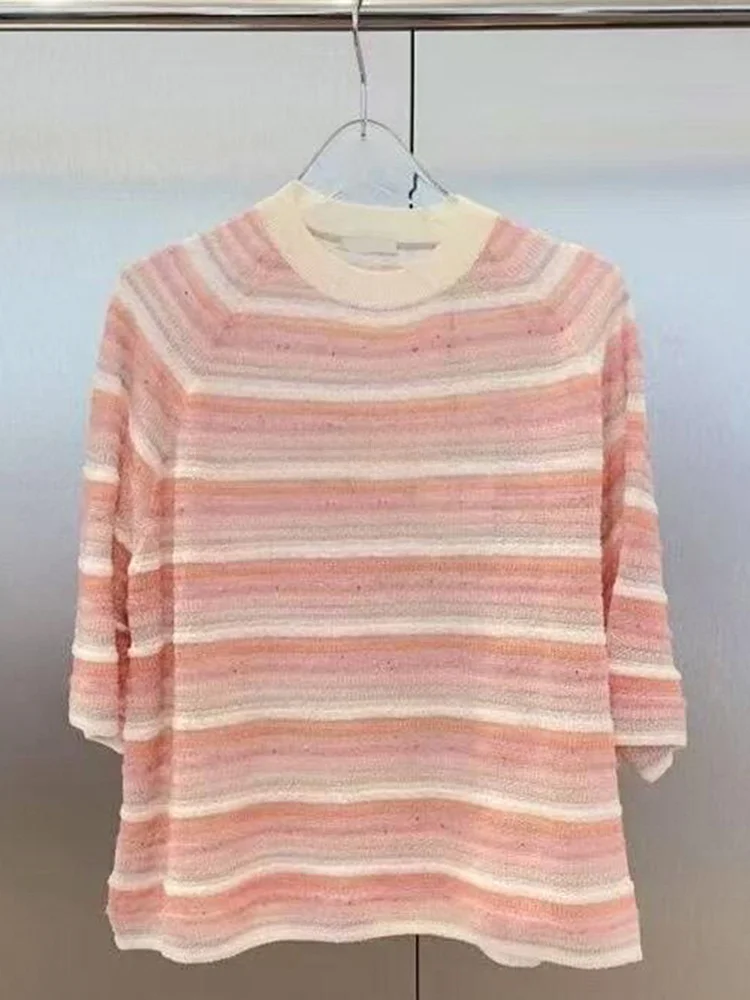 Summer New Sweet Personali Loose Knitted Stripe Color Blo T-irt Women's High-End Faion Top Commute Sle Regular Fit
Summer New Sweet Personali Loose Knitted Stripe Color Blo T-irt Women's High-End Faion Top Commute Sle Regular Fit
