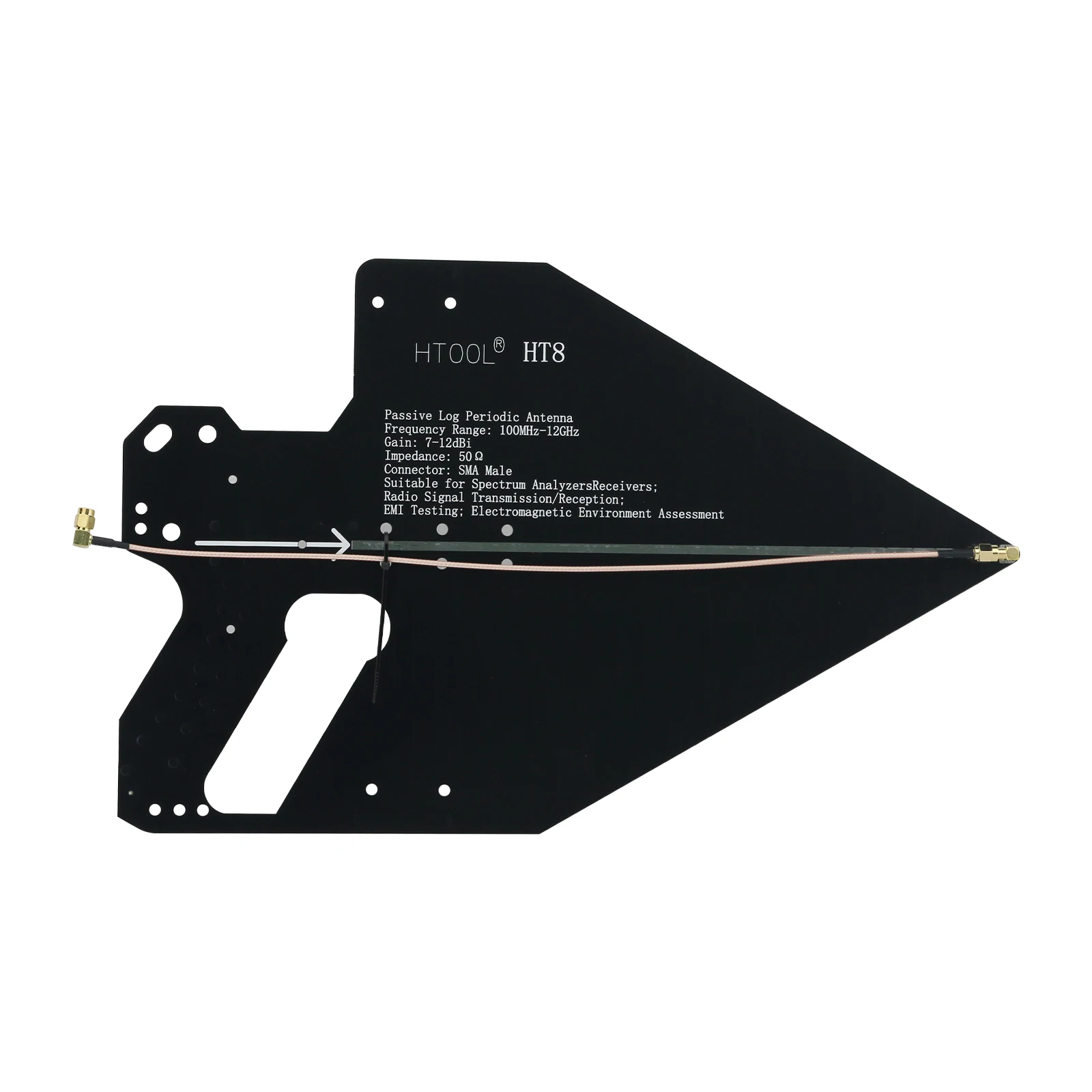 HT8 0.1-12GHz Log Periodic Antenna for Spectrum Analyzer Signal EMC
HT8 0.1-12GHz Log Periodic Antenna for Spectrum Analyzer Signal EMC