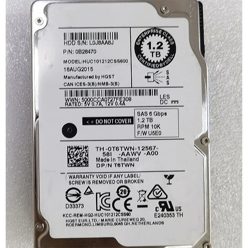 FOR DELL HUC101212CSS600 0T6TWN 0B28470 1.2TB SAS server hard drive