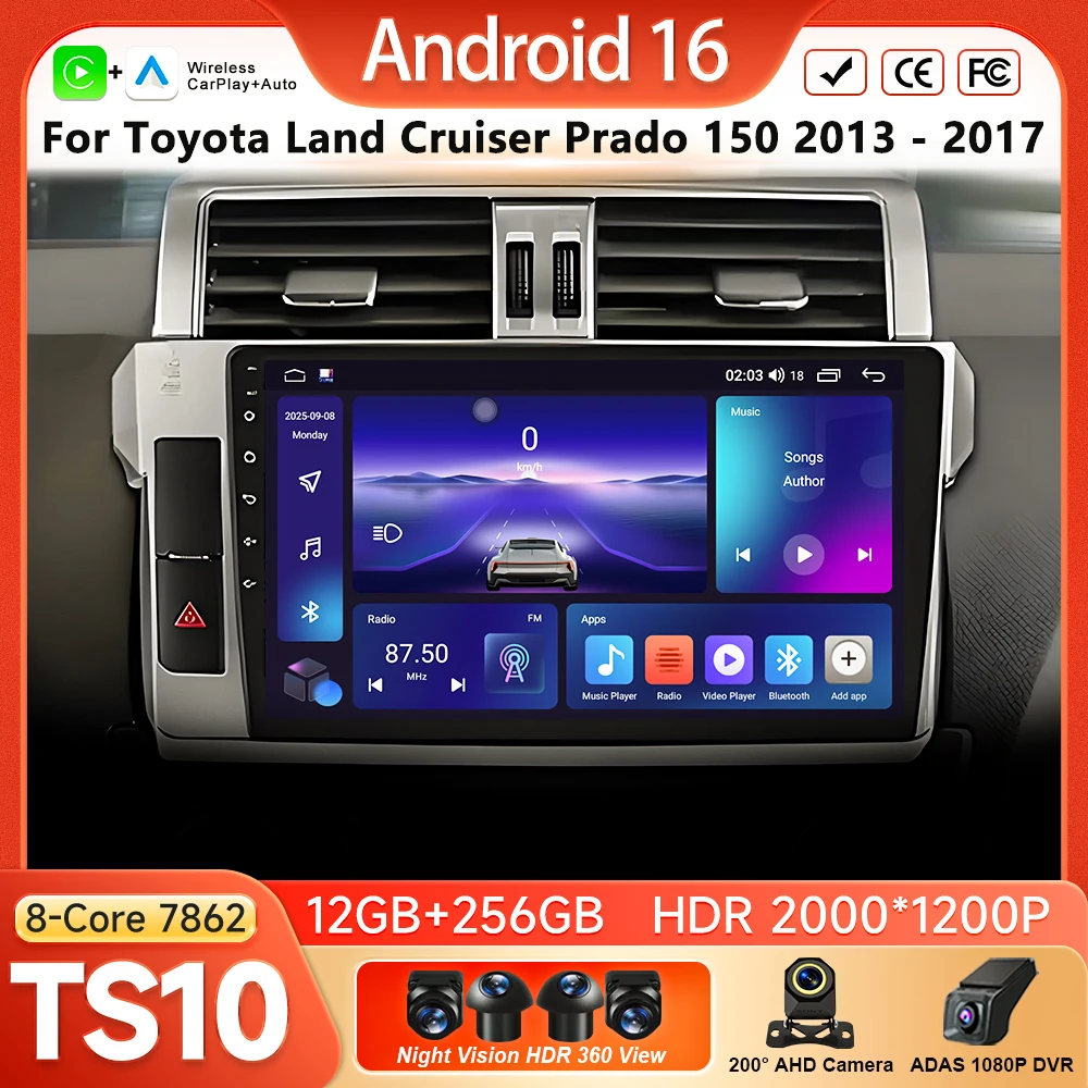 Android 16 Wireless Carplay Radio For Toyota Land Cruiser Prado 150 2013 - 2017 Android Auto Car Play Multimedia Video Player 4G
Android 16 Wireless Carplay Radio For Toyota Land Cruiser Prado 150 2013 - 2017 Android Auto Car Play Multimedia Video Player 4G