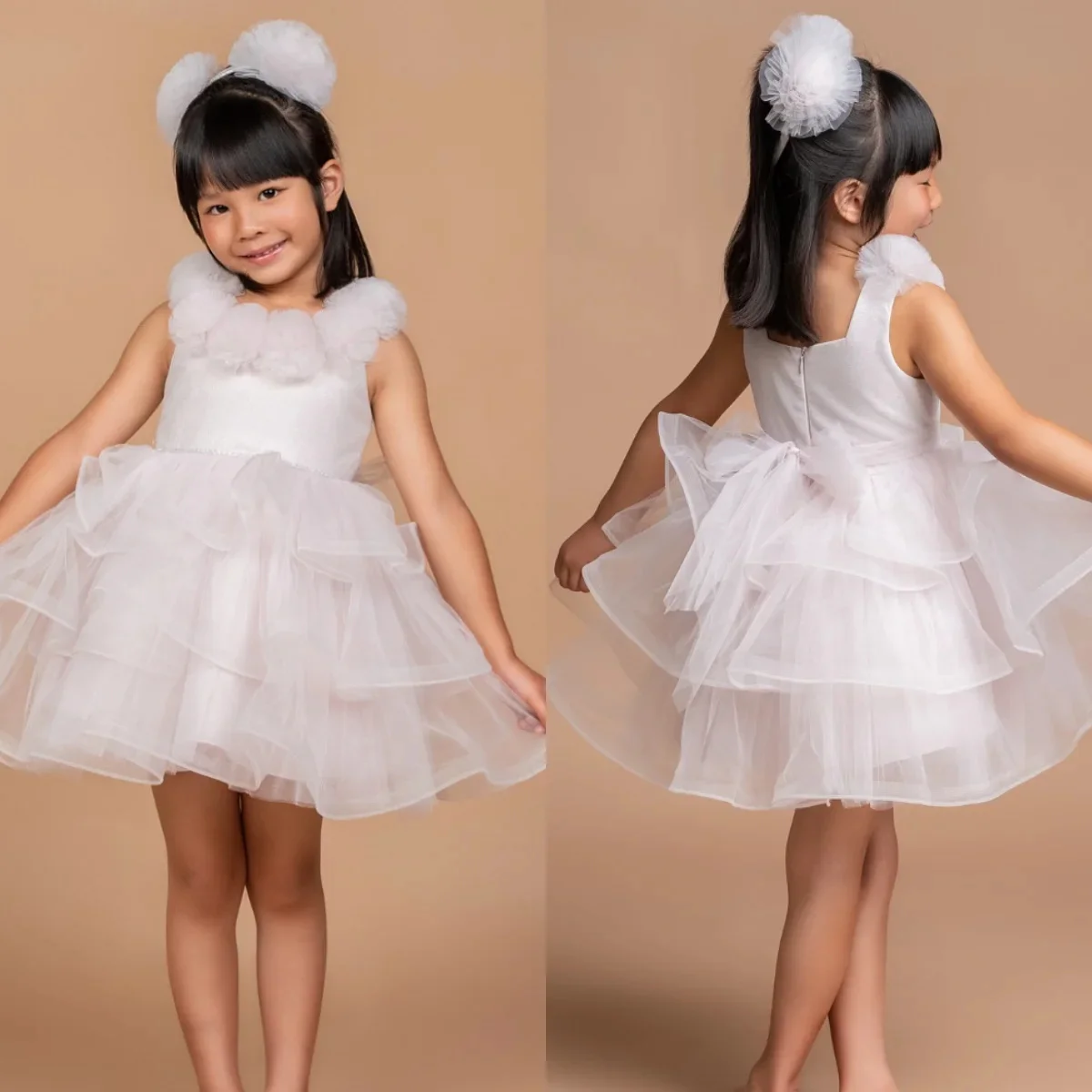 Customized White Flower Girl Dresses For Wedding Tiered Tulle Lovely Little Girl With Bow Toddler Birthday Party Pageant Gown
Customized White Flower Girl Dresses For Wedding Tiered Tulle Lovely Little Girl With Bow Toddler Birthday Party Pageant Gown