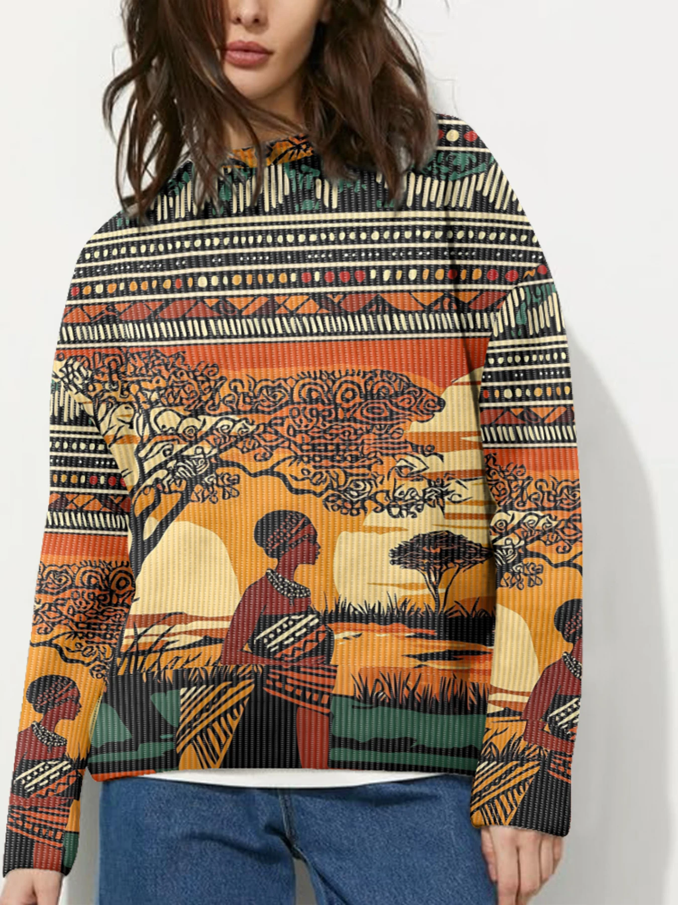 Толстовка с принтом Global Art Fusion, культурная этническая африканская дикая природа и геометрические узоры, унисекс, повседневная уличная одежда с длинными рукавами
Толстовка с принтом Global Art Fusion, культурная этническая африканская дикая природа и геометрические узоры, унисекс, повседневная уличная одежда с длинными рукавами