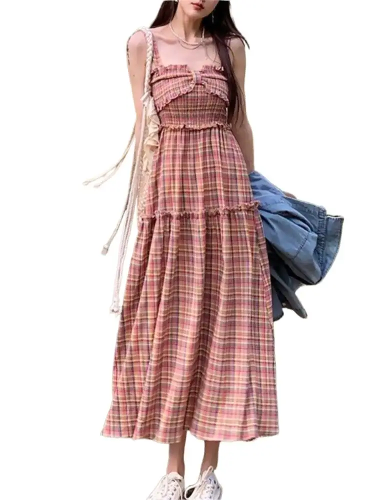 2024 New Summer Women Bohemian Dress Bow Artsy Vintage Holiday Long Maxi Dress Fashion Sweet Rainbow Grid Party Vestidos
2024 New Summer Women Bohemian Dress Bow Artsy Vintage Holiday Long Maxi Dress Fashion Sweet Rainbow Grid Party Vestidos