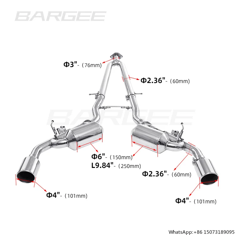 Bargee 4" SS304 Muffler Exhaust Tips EXHAUST CATBACK for Q50 2.0T 2014~UP Auto Performance Parts Car Exhaust Pipes
Bargee 4" SS304 Muffler Exhaust Tips EXHAUST CATBACK for Q50 2.0T 2014~UP Auto Performance Parts Car Exhaust Pipes