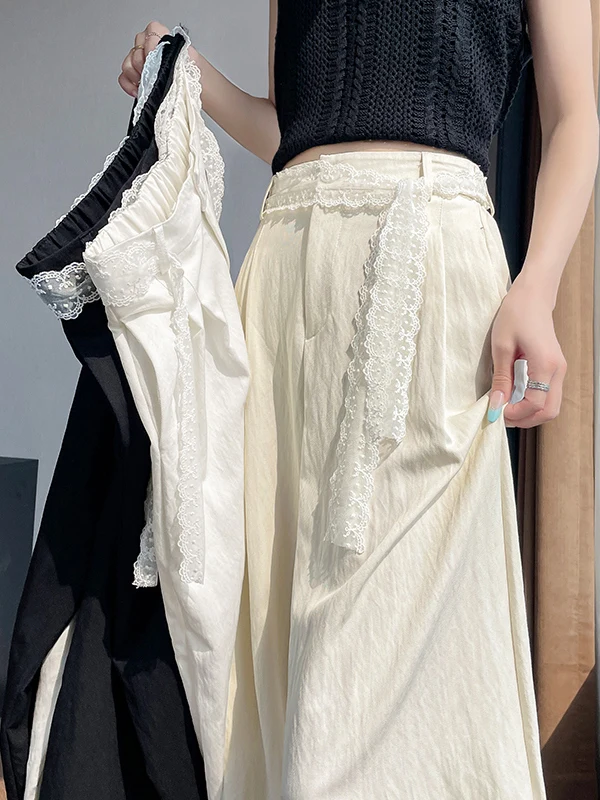 Original Design Summer New Cotton Linen Wide Leg Pants Ice Silk High Waist Thin Loose Lace Sembach Women's Casual Pants
Original Design Summer New Cotton Linen Wide Leg Pants Ice Silk High Waist Thin Loose Lace Sembach Women's Casual Pants