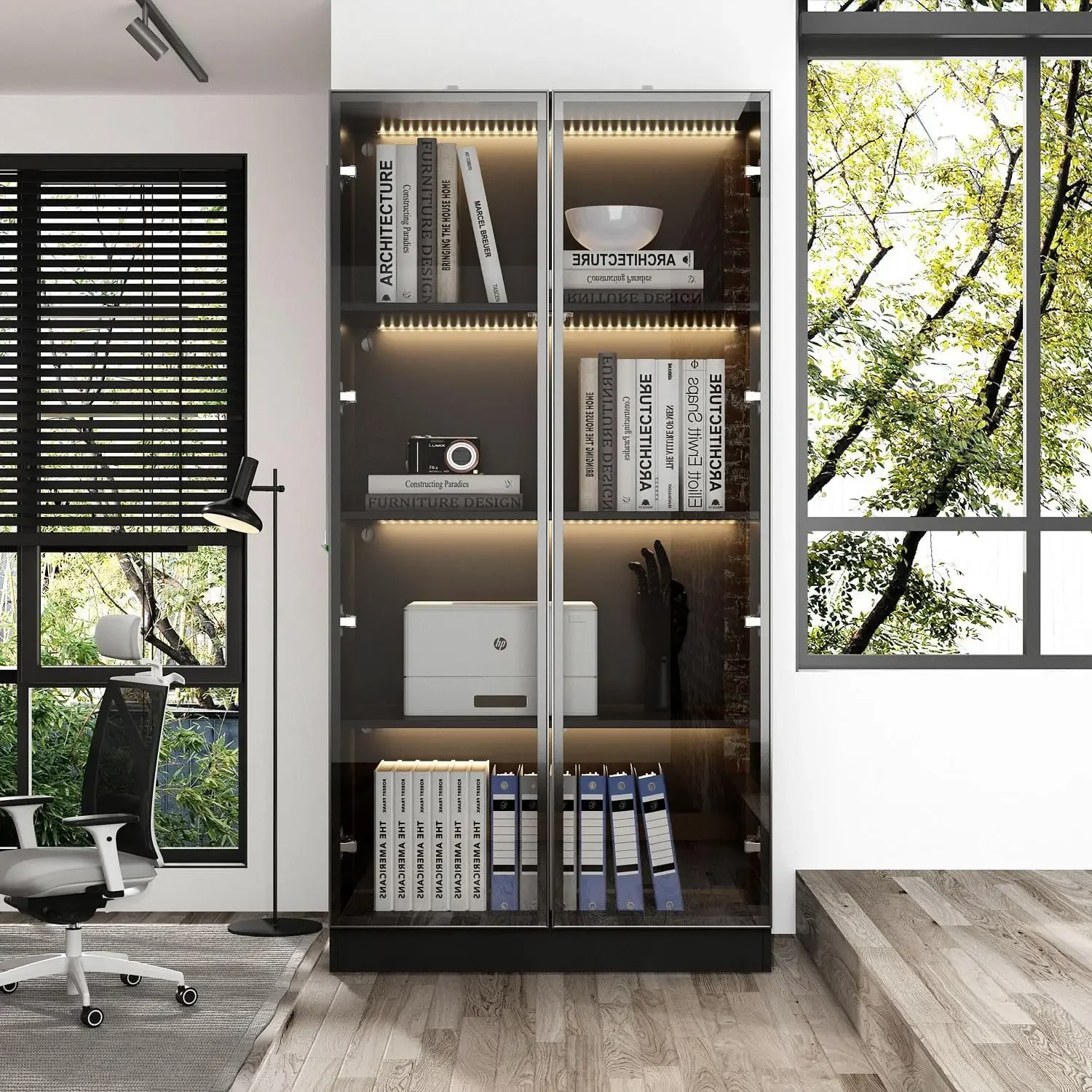 Display Case Cabinet with Glass Doors and Lights, Glass Display Cabinet with 4-Tier Storage Shelves, Pop-up Design
Display Case Cabinet with Glass Doors and Lights, Glass Display Cabinet with 4-Tier Storage Shelves, Pop-up Design