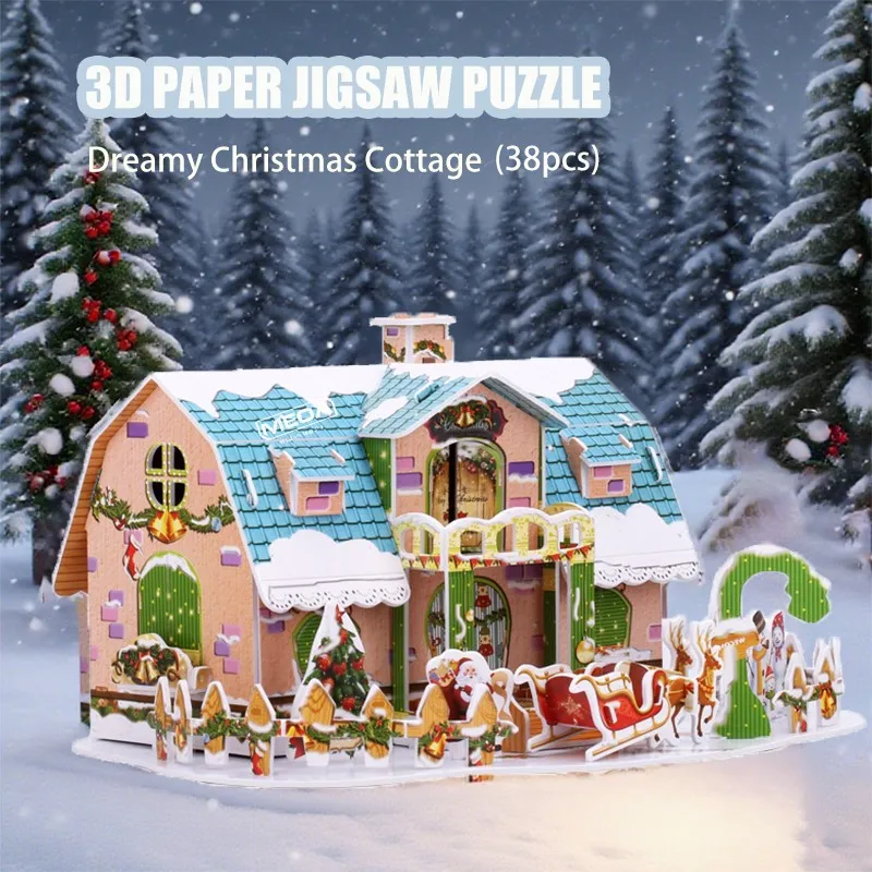 Blue Dreamy Christmas House Puzzle Paper Board Creative DIY Toys 3D Puzzles Christmas Cute Jigsaw Paper Model Building Kit
Blue Dreamy Christmas House Puzzle Paper Board Creative DIY Toys 3D Puzzles Christmas Cute Jigsaw Paper Model Building Kit
