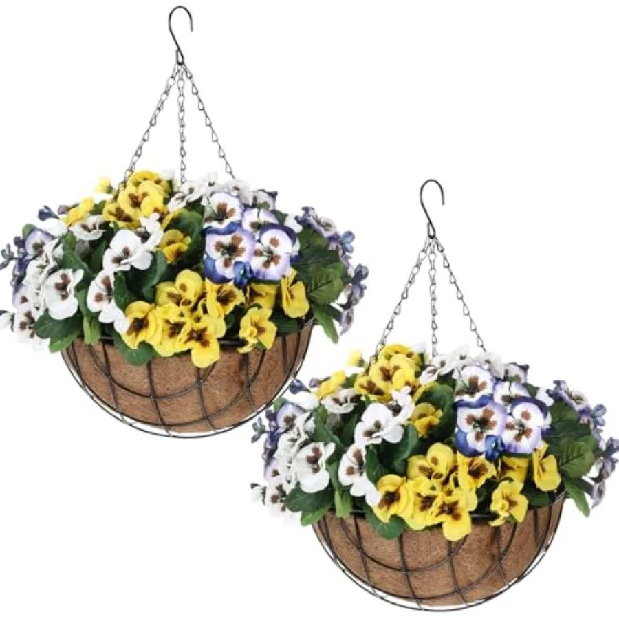 2 Pack Artificial Hanging Flowers in Basket for Spring Summer Outdoor Decor Fake Hanging Plant Faux Pansy Flower with 12 Inch C
2 Pack Artificial Hanging Flowers in Basket for Spring Summer Outdoor Decor Fake Hanging Plant Faux Pansy Flower with 12 Inch C