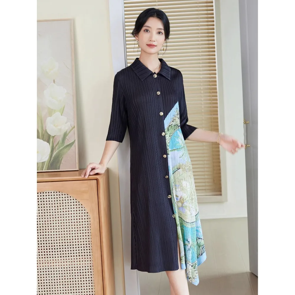 Miyake Pleated Dress Fold Fashion Printed French Temperament Long Ruffled Large Size Summer Long Dresses Versatile Age-reducing
Miyake Pleated Dress Fold Fashion Printed French Temperament Long Ruffled Large Size Summer Long Dresses Versatile Age-reducing