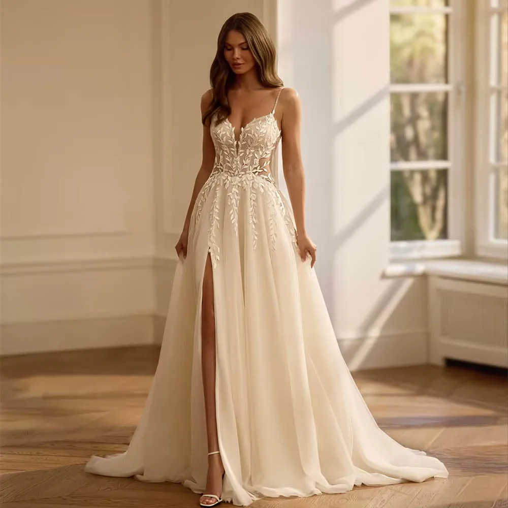 Customized Elegant Wedding Dress For Woman Bride Formal Sweetheart Sleeveless Soft A-Line Court Train Robe Bridal Gown
Customized Elegant Wedding Dress For Woman Bride Formal Sweetheart Sleeveless Soft A-Line Court Train Robe Bridal Gown