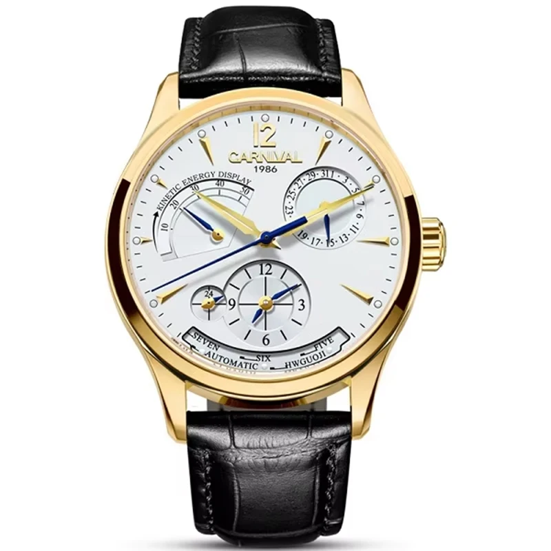 CARNIVAL Gold Multiple Time Zone Automatic Watch High Quality Mechanical Wristwatches World Time 24hours Display Watches for Man
CARNIVAL Gold Multiple Time Zone Automatic Watch High Quality Mechanical Wristwatches World Time 24hours Display Watches for Man
