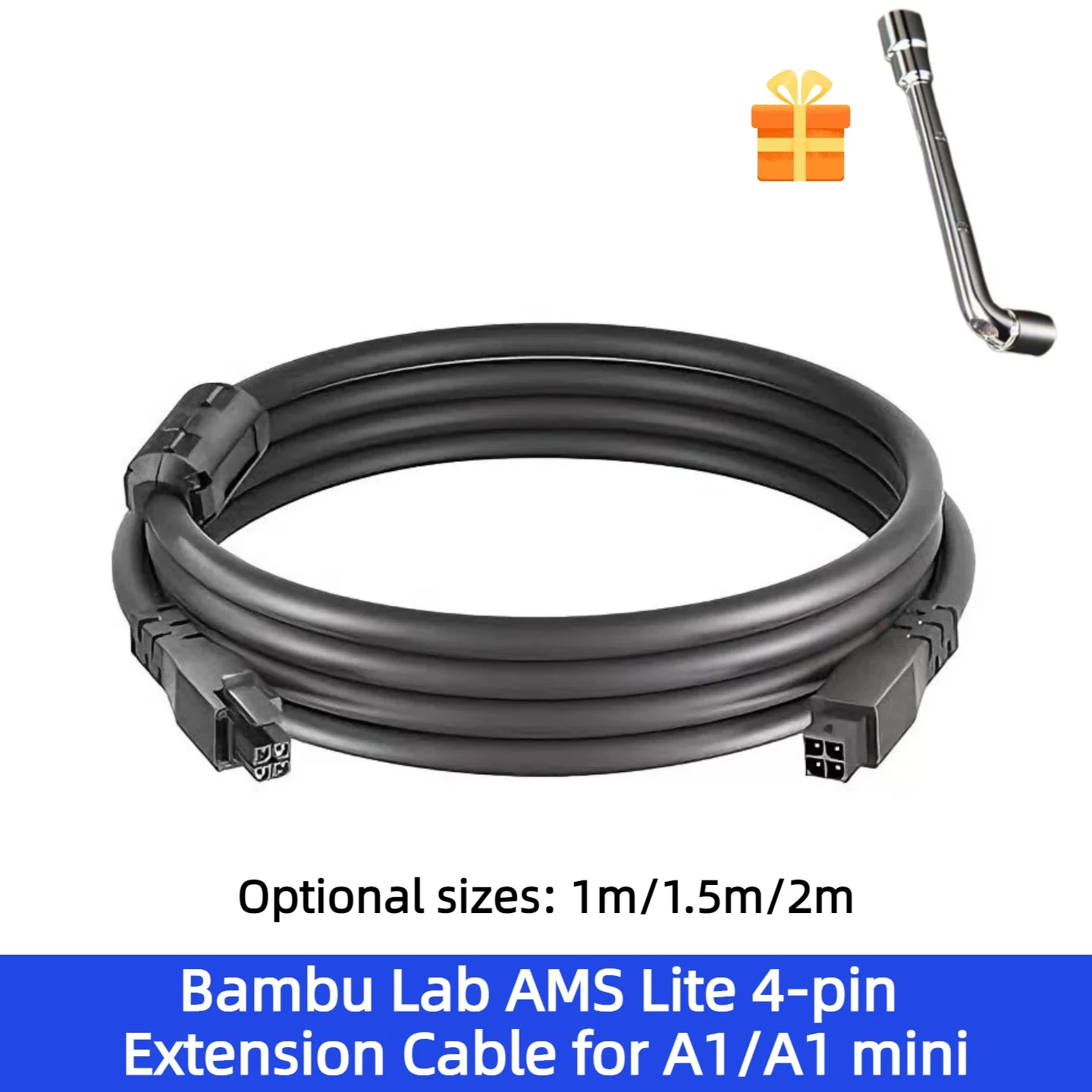 Кабель-удлинитель AMS Lite 4-контактный (1м/1.5м/2м) для 3D-принтеров Bambu Lab A1/A1 mini, 4-контактный, 22AWG, с медным сердечником и магнитным фильтрующим кольцом
Кабель-удлинитель AMS Lite 4-контактный (1м/1.5м/2м) для 3D-принтеров Bambu Lab A1/A1 mini, 4-контактный, 22AWG, с медным сердечником и магнитным фильтрующим кольцом