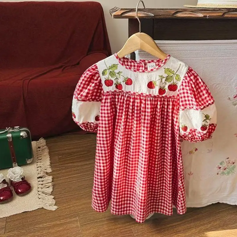 2026 New Arrival Toddler Girl Korean Style Bubble Sleeve sundress Fruit Contrast Check Loose Floral Party Dress for 90-150cm
2026 New Arrival Toddler Girl Korean Style Bubble Sleeve sundress Fruit Contrast Check Loose Floral Party Dress for 90-150cm