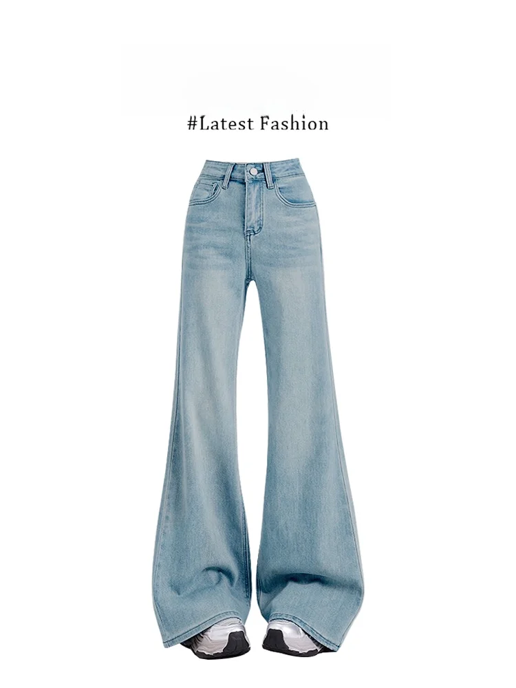 Parkyeon Women's High Waist Loose Flared Jeans Light Blue Vintage Stylish Spring New Arrival Denim Pants Asymmetrical Design
Parkyeon Women's High Waist Loose Flared Jeans Light Blue Vintage Stylish Spring New Arrival Denim Pants Asymmetrical Design