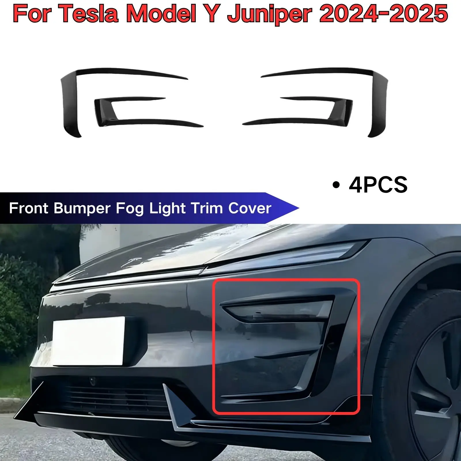 For Tesla Model Y Juniper 2024-2025 4PCS Front Bumper Fog Light Trim Cover Carbon Fiber Painted Car Accessories Glossy Black
For Tesla Model Y Juniper 2024-2025 4PCS Front Bumper Fog Light Trim Cover Carbon Fiber Painted Car Accessories Glossy Black