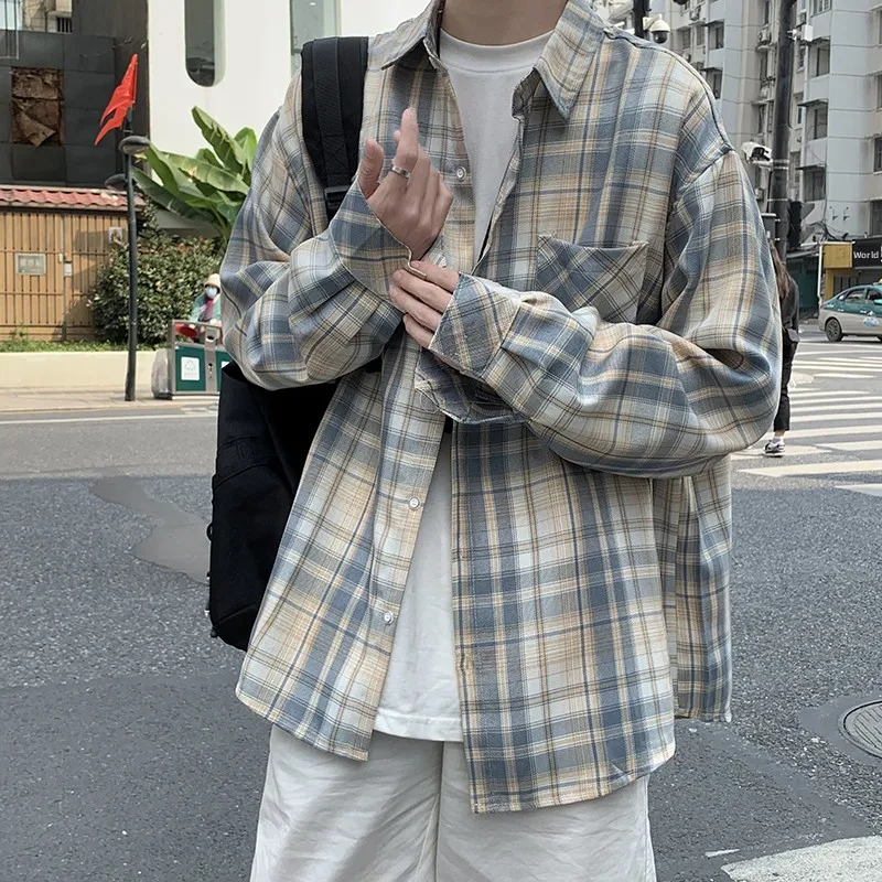 Loose Long Sleeve Plaid Shirt Men's Hong Kong Style Casual Fashion Korean Version Ins Trendy Loose Fit Checkered Shirt for Youth
Loose Long Sleeve Plaid Shirt Men's Hong Kong Style Casual Fashion Korean Version Ins Trendy Loose Fit Checkered Shirt for Youth