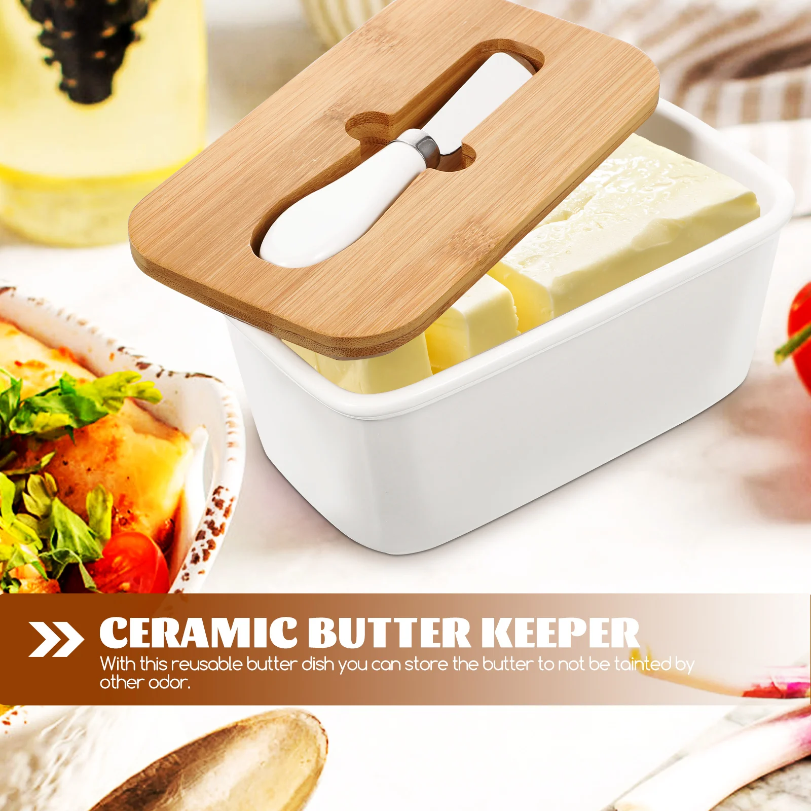 1 set Ceramic Butter Box Set with Bamboo Lid Storage Container for Kitchen Cheese Household Tableware Butter Dish Fresh Keeper
1 set Ceramic Butter Box Set with Bamboo Lid Storage Container for Kitchen Cheese Household Tableware Butter Dish Fresh Keeper