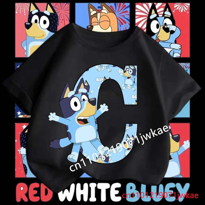 Футболка с коротким рукавом для детей с принтом собаки из мультфильма Bluey, буквы A-Z, черная, подходит для всех сезонов, подарок для мальчиков и девочек
Футболка с коротким рукавом для детей с принтом собаки из мультфильма Bluey, буквы A-Z, черная, подходит для всех сезонов, подарок для мальчиков и девочек