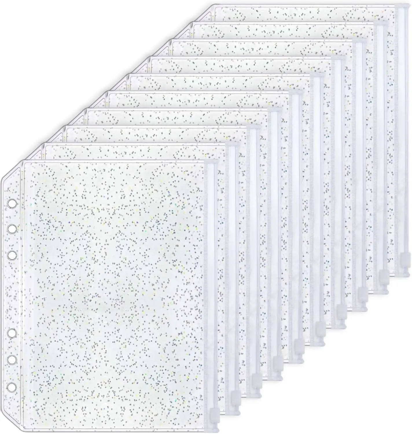 6pcs A5/A6/A7 Binder Pockets Clear Glitter Cash Stuffing Envelopes Plastic Zipper Pouch PVC Sheet Protectors for Budget Binder
6pcs A5/A6/A7 Binder Pockets Clear Glitter Cash Stuffing Envelopes Plastic Zipper Pouch PVC Sheet Protectors for Budget Binder