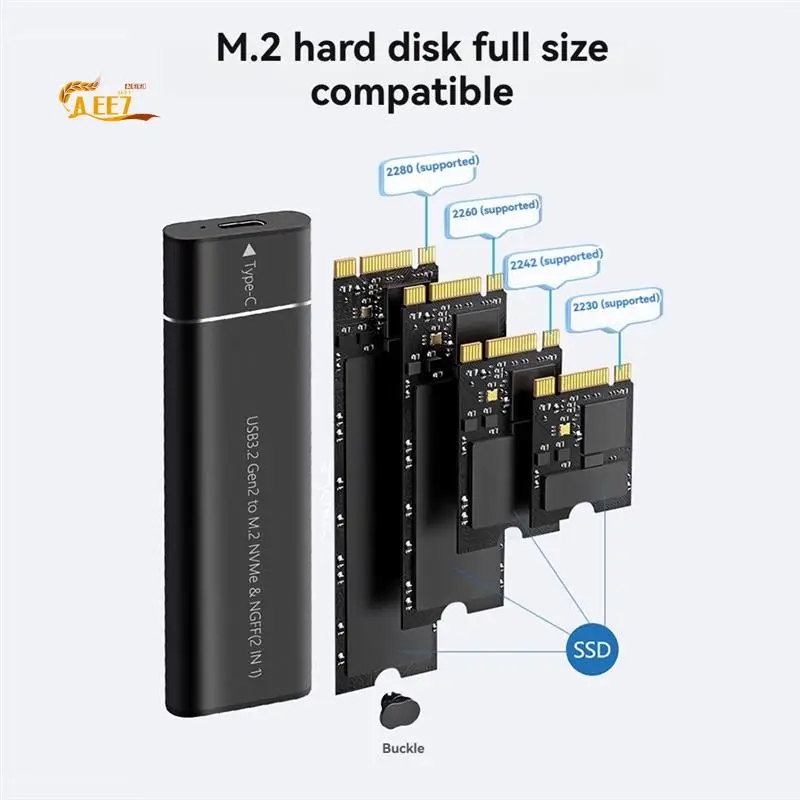 AEE7-M.2 Nvme SATA SSD Enclosure Adapter Tool-Free USB 3.2 Gen2 20Gbps External Nvme To USB SATA M-Key / B+M Key
AEE7-M.2 Nvme SATA SSD Enclosure Adapter Tool-Free USB 3.2 Gen2 20Gbps External Nvme To USB SATA M-Key / B+M Key