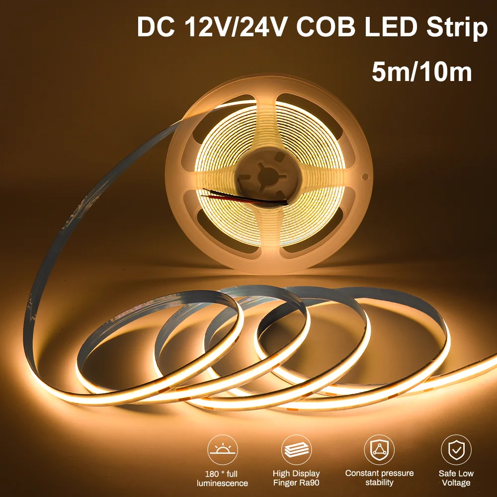 5M 10M COB LED Strip Light 12V 24V LED Ribbon Lights 3mm 5mm 8mm 10mm PCB LED Strip 3000K/4000K/6000K Lined Lighting LED Tape
5M 10M COB LED Strip Light 12V 24V LED Ribbon Lights 3mm 5mm 8mm 10mm PCB LED Strip 3000K/4000K/6000K Lined Lighting LED Tape
