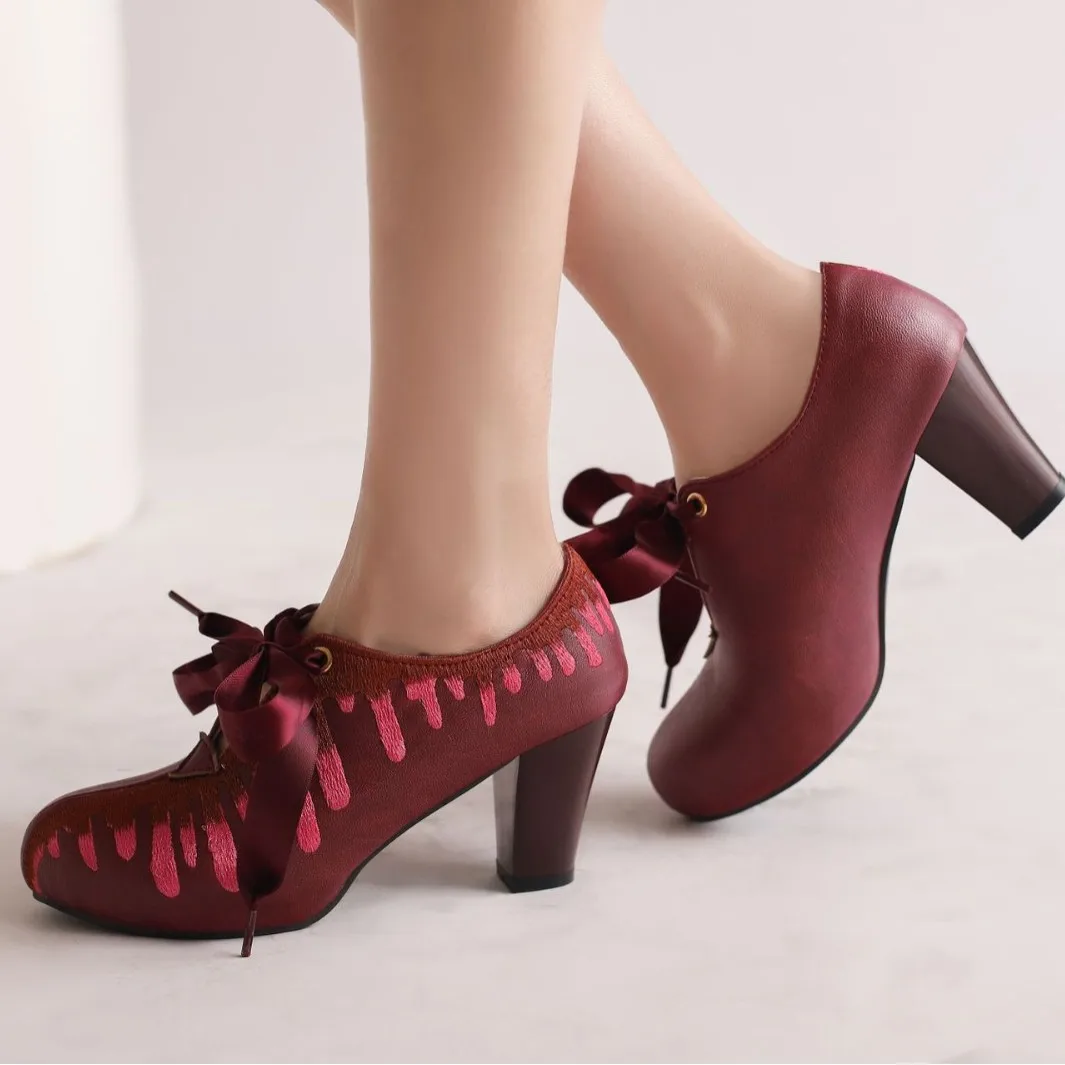 Женские винтажные коричневые кожаные туфли-лодочки на среднем каблуке с бантом и завязкой спереди, розовые, с вышитыми деталями, с круглым носком, элегантные повседневные модельные туфли
Женские винтажные коричневые кожаные туфли-лодочки на среднем каблуке с бантом и завязкой спереди, розовые, с вышитыми деталями, с круглым носком, элегантные повседневные модельные туфли