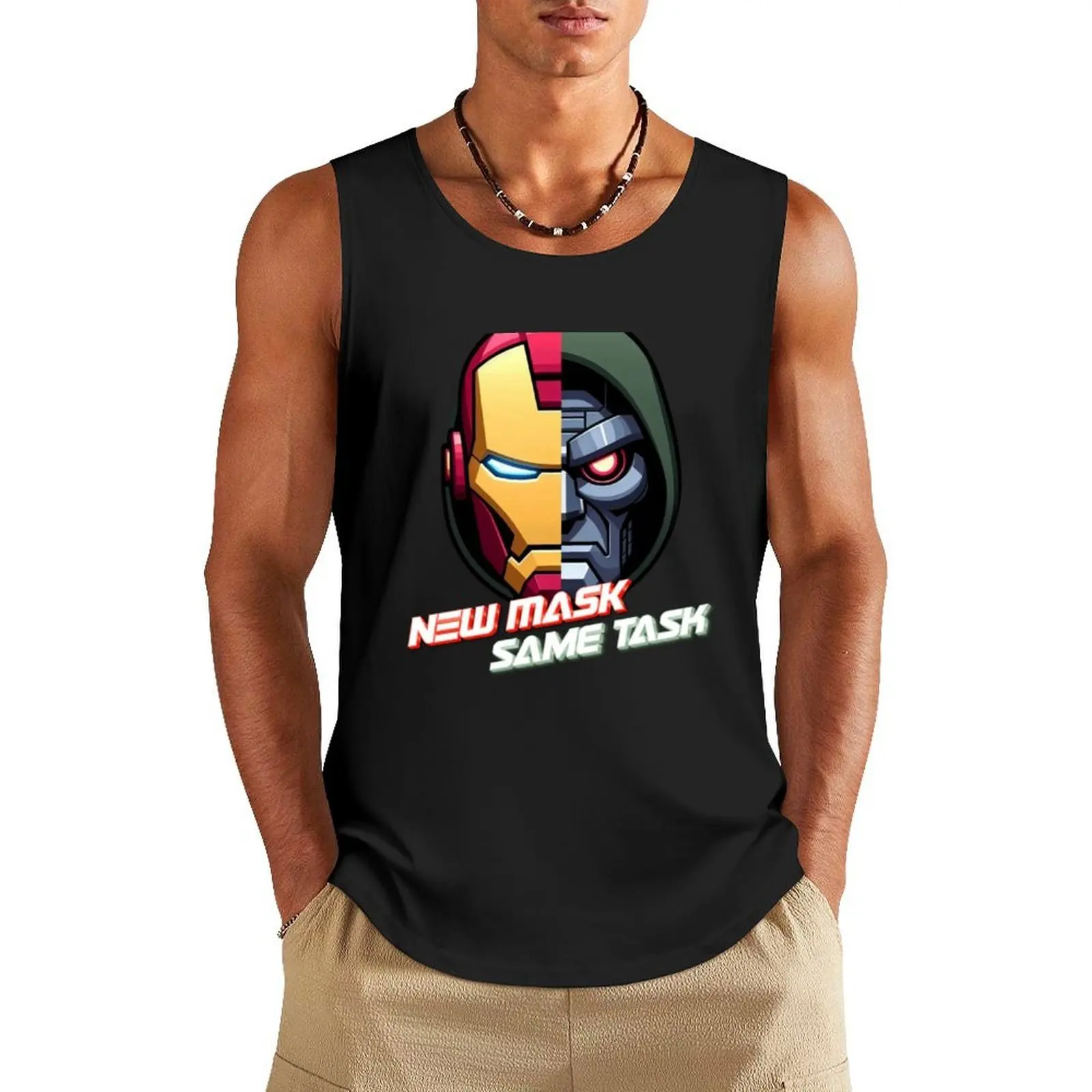 New Mask, Same Task - RDJ Tank Top t-shirts for men Men's summer vest gym training accessories gym clothes for man
New Mask, Same Task - RDJ Tank Top t-shirts for men Men's summer vest gym training accessories gym clothes for man