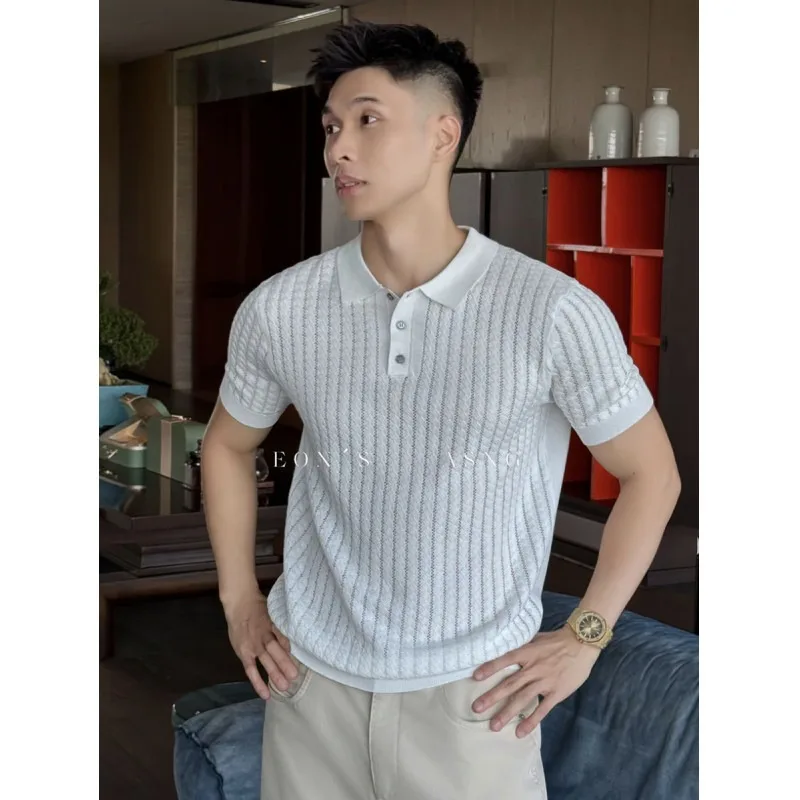 2026 Summer Knitted Hollow Striped Polo Shirt for Men Breathable Short Sleeved Casual T-shirt Versatile Business Social Top
2026 Summer Knitted Hollow Striped Polo Shirt for Men Breathable Short Sleeved Casual T-shirt Versatile Business Social Top