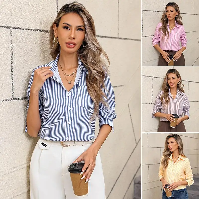 Women's Striped Collared Long Swedish Shirt Commute Style Printed Fabric Micro Stretch Easy to Shrink Winter Collection
Women's Striped Collared Long Swedish Shirt Commute Style Printed Fabric Micro Stretch Easy to Shrink Winter Collection