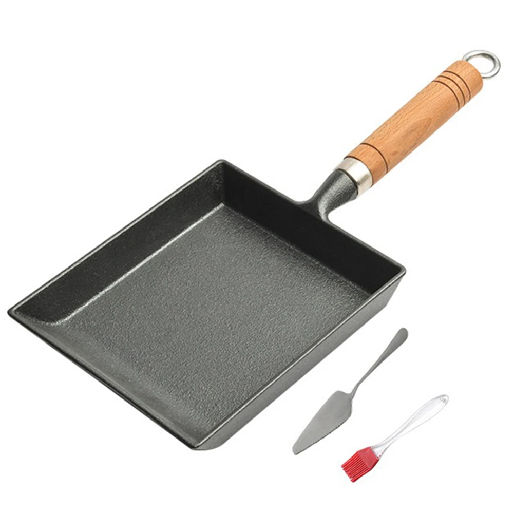Omelet Pan Wood Handle Square Frying Pan Non Scald Japanese Egg Omelette Pan with Oil Brush and Shovel for Camping Picnic
Omelet Pan Wood Handle Square Frying Pan Non Scald Japanese Egg Omelette Pan with Oil Brush and Shovel for Camping Picnic