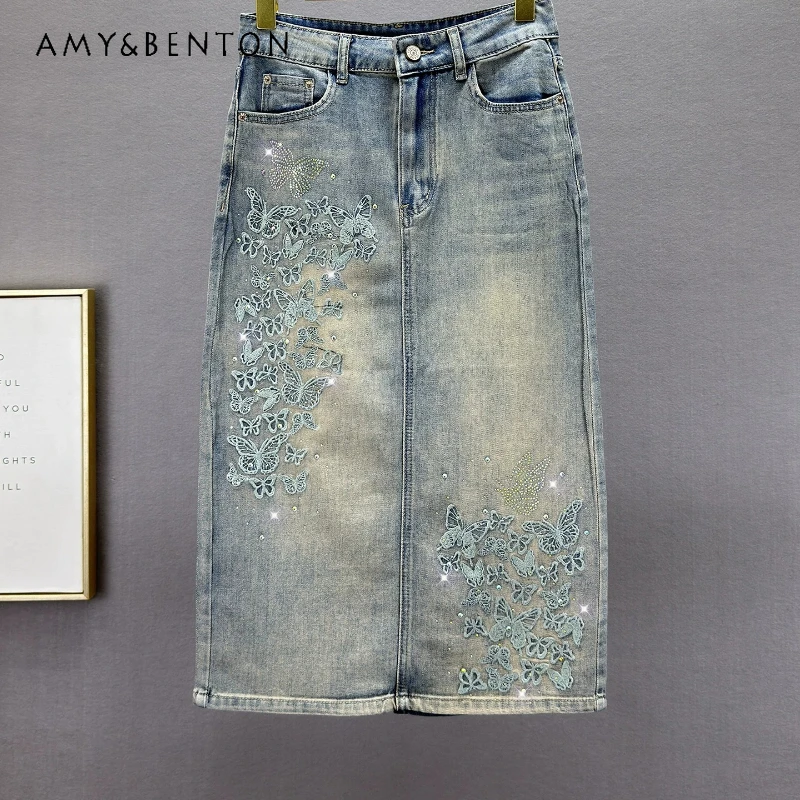 Embroidery Hot Diamond Women's Denim Skirt Spring Summer 2026 Thin Elastic High Waist Slimming Retro Hip-wrapped Skirts Ladies
Embroidery Hot Diamond Women's Denim Skirt Spring Summer 2026 Thin Elastic High Waist Slimming Retro Hip-wrapped Skirts Ladies