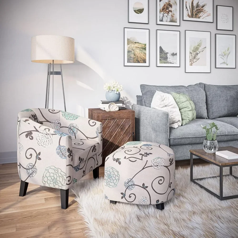 Accent Chair with Ottoman, Curved Back Living Room Chair, Stylish Barrel Club Chair and Footrest Set
Accent Chair with Ottoman, Curved Back Living Room Chair, Stylish Barrel Club Chair and Footrest Set