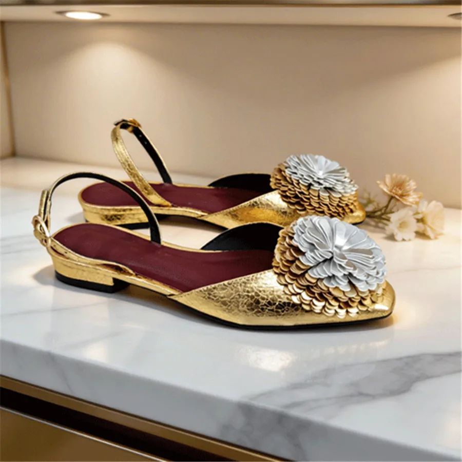 2026 New Summer Flower Decor Gold Flat Sandals Women Buckle Strap Low Heel Pumps Elegant Closed Toe Slingback Dress Shoes Woman
2026 New Summer Flower Decor Gold Flat Sandals Women Buckle Strap Low Heel Pumps Elegant Closed Toe Slingback Dress Shoes Woman