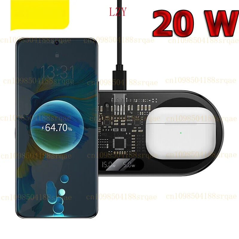 for Baseus 2 in 1 Wireless Charger 20W for iPhone 16 15 14 13 12 11 Pro Max X XS
for Baseus 2 in 1 Wireless Charger 20W for iPhone 16 15 14 13 12 11 Pro Max X XS