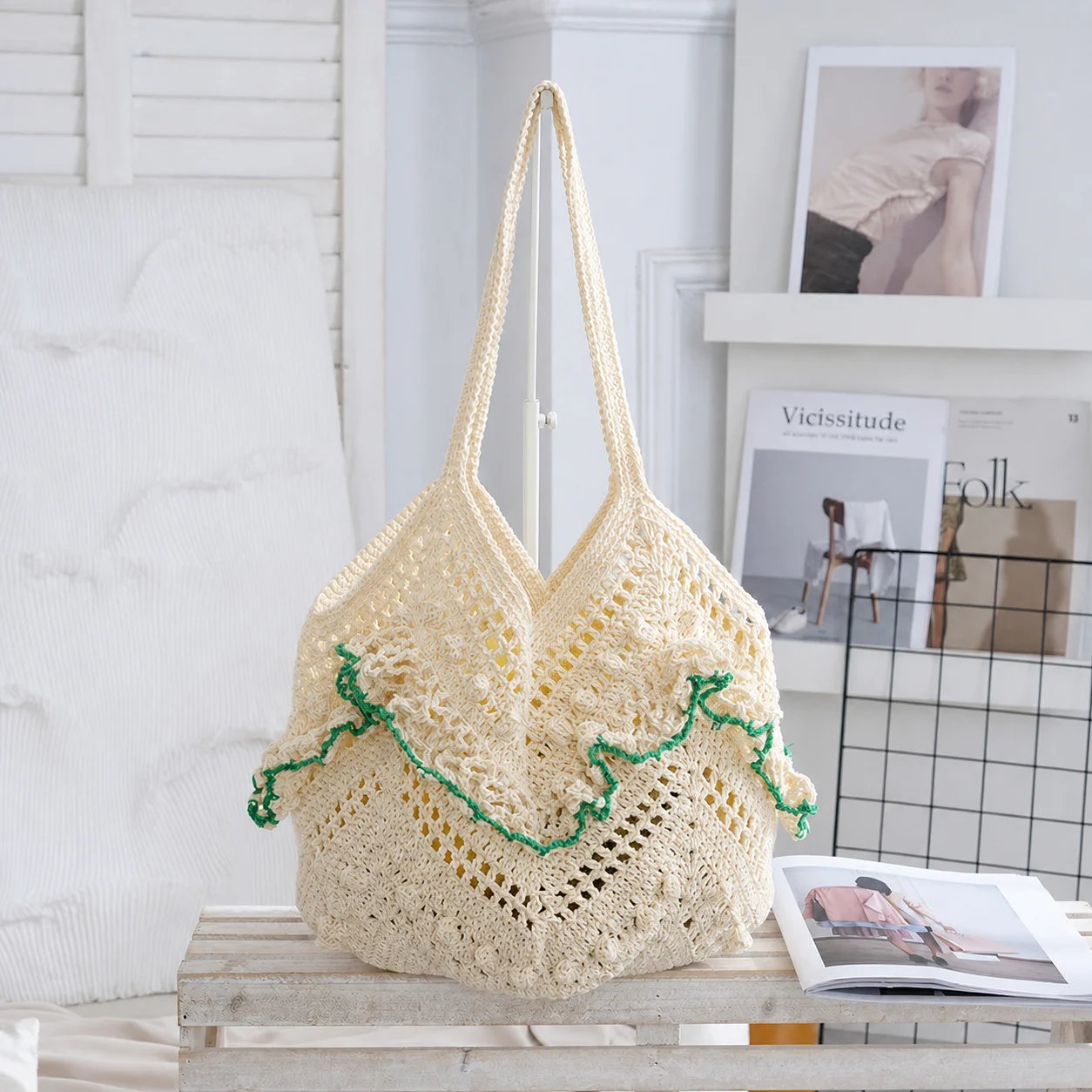 Open Top Tote Bag Handmade Handmade Woven Tote Bag Woven Cotton Yarn Bag Reinforced For Beach Vacation Shopping Travel
Open Top Tote Bag Handmade Handmade Woven Tote Bag Woven Cotton Yarn Bag Reinforced For Beach Vacation Shopping Travel