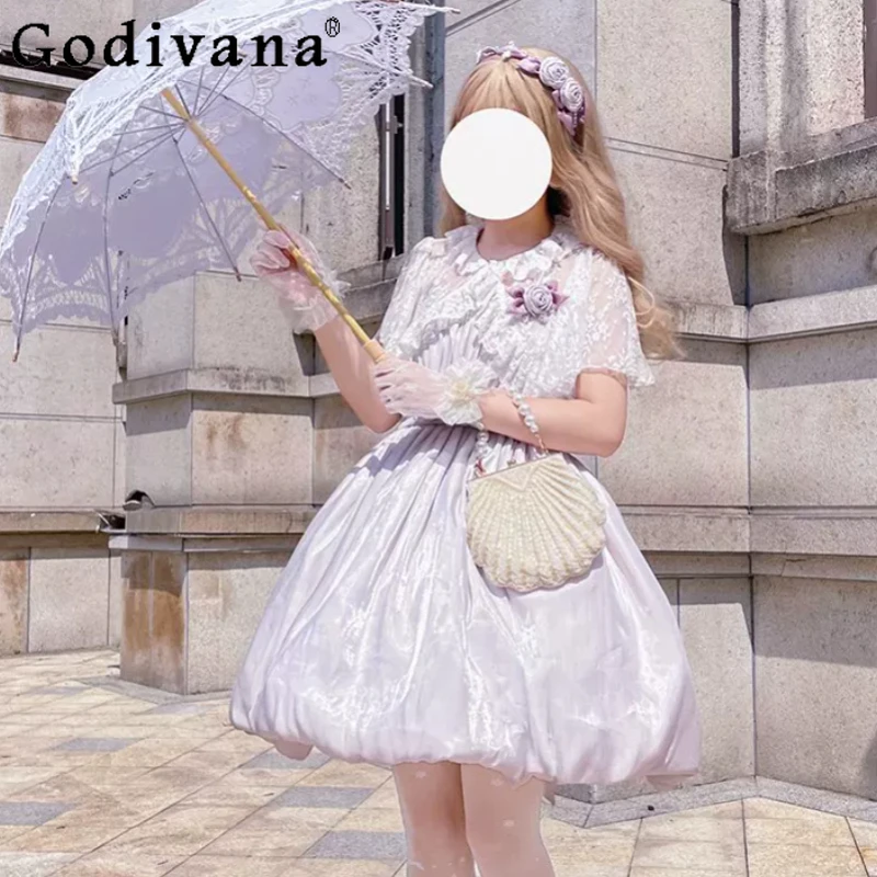 Spring Summer New Satin Sweet Slash Neck Bow Lolita Dress Fashion Versatile Age Reduction Elegant Girls Party Suspender Dresses
Spring Summer New Satin Sweet Slash Neck Bow Lolita Dress Fashion Versatile Age Reduction Elegant Girls Party Suspender Dresses