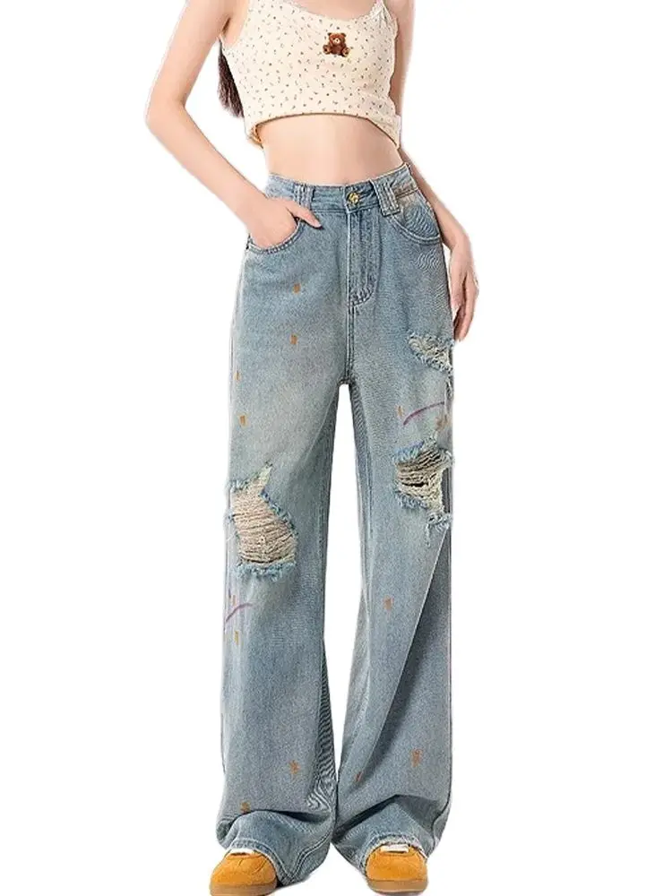 2024 New Ripped Jeans Women Baggy Jeans Vintage Harajuku Printed Streetwear Pants Instagram Style High Waist Straight Pants
2024 New Ripped Jeans Women Baggy Jeans Vintage Harajuku Printed Streetwear Pants Instagram Style High Waist Straight Pants