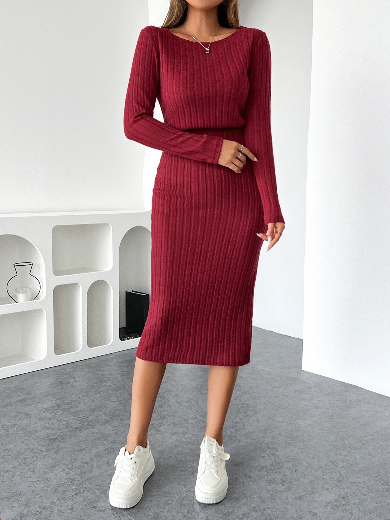 Sultry Bodycon Fit Mock Neck Long Sleeve Ribbed Dress Women's Sexy Dresses with Split Hem and Stretchy Fabric for Comfortable Fi
Sultry Bodycon Fit Mock Neck Long Sleeve Ribbed Dress Women's Sexy Dresses with Split Hem and Stretchy Fabric for Comfortable Fi