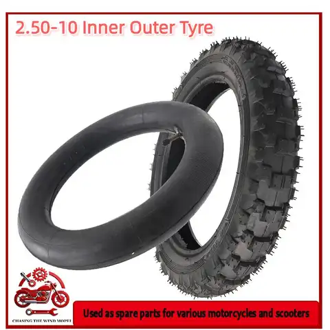 2.5-10" Dirt Bike Tire and Inner Tube Set Compatible with 50cc 70cc 90cc 110cc Razor MX500 MX650 Coolster PW50 TTR50 DRZ70 JR5