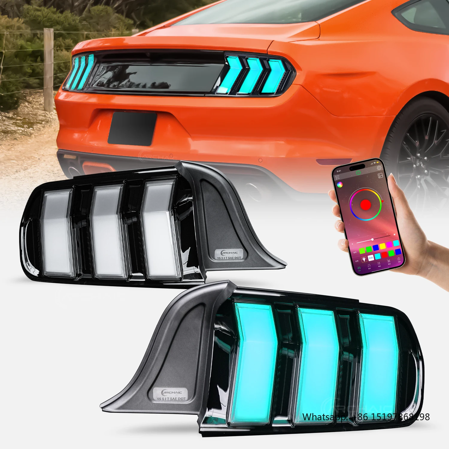 Archaic Full Led RGB Tail Light for 6th Ford Mustang 2015 - 2023 Taillights Back Lights with Dynamic Sequential Turn Rear Lights
Archaic Full Led RGB Tail Light for 6th Ford Mustang 2015 - 2023 Taillights Back Lights with Dynamic Sequential Turn Rear Lights