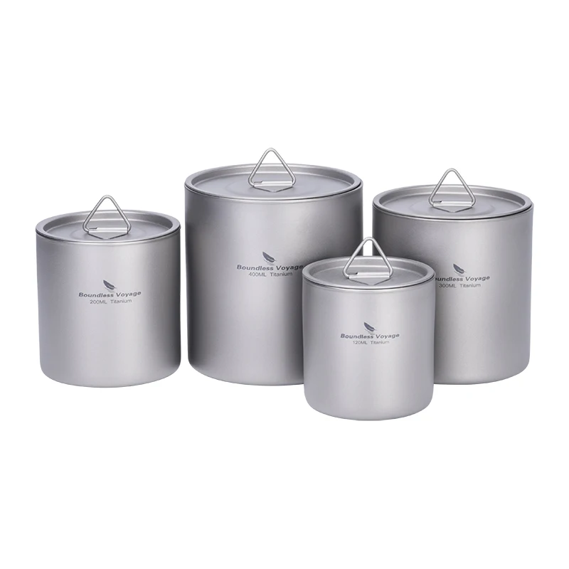 Boundless Voyage Titanium Double-wall Cup Insulated Mug Outdoor Camping Anti-scalding Bottle 100ml 200ml 300ml 400ml
Boundless Voyage Titanium Double-wall Cup Insulated Mug Outdoor Camping Anti-scalding Bottle 100ml 200ml 300ml 400ml