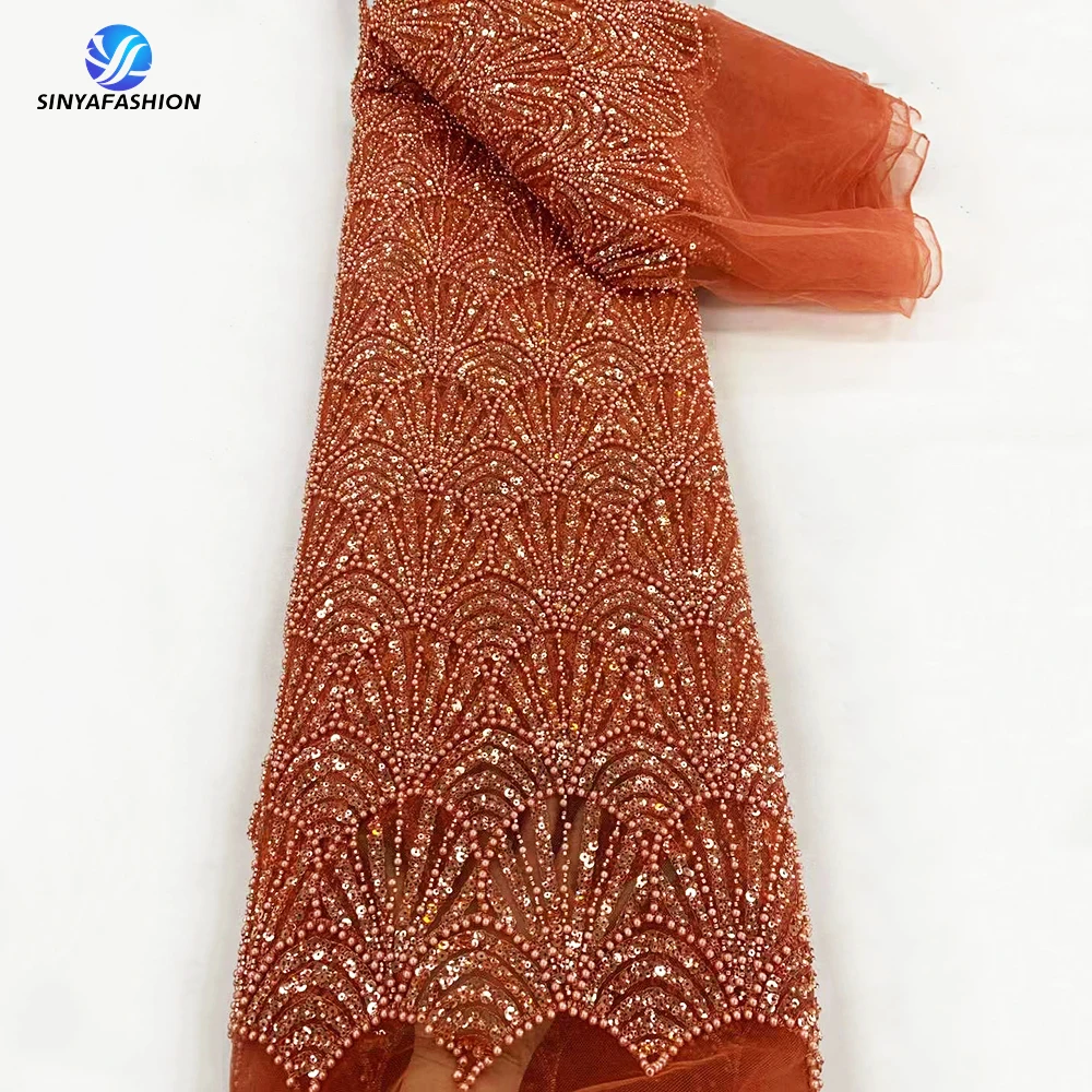 Embroidery Sequins Pearls Beads African Lace Fabric 2024 High Quality French Net Orange Luxury Heavy Handmade Beaded Lace Fabric
Embroidery Sequins Pearls Beads African Lace Fabric 2024 High Quality French Net Orange Luxury Heavy Handmade Beaded Lace Fabric