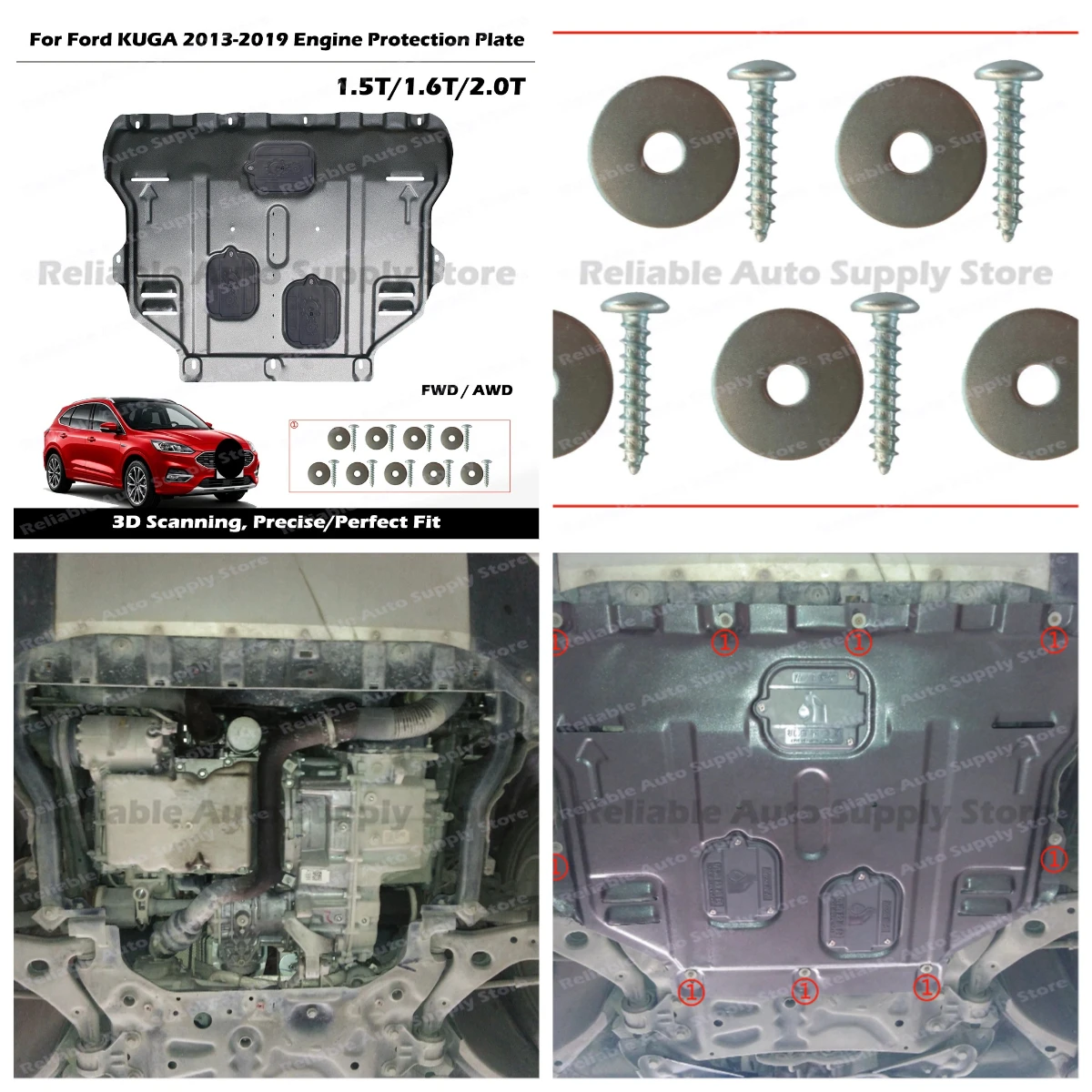 Engine Guard Auto Parts Car Engine Splash Shield Under Engine Cover Skid Plate For Ford KUGA 2013-2019 1.5T/1.6T/2.0T FWD / AWD
Engine Guard Auto Parts Car Engine Splash Shield Under Engine Cover Skid Plate For Ford KUGA 2013-2019 1.5T/1.6T/2.0T FWD / AWD