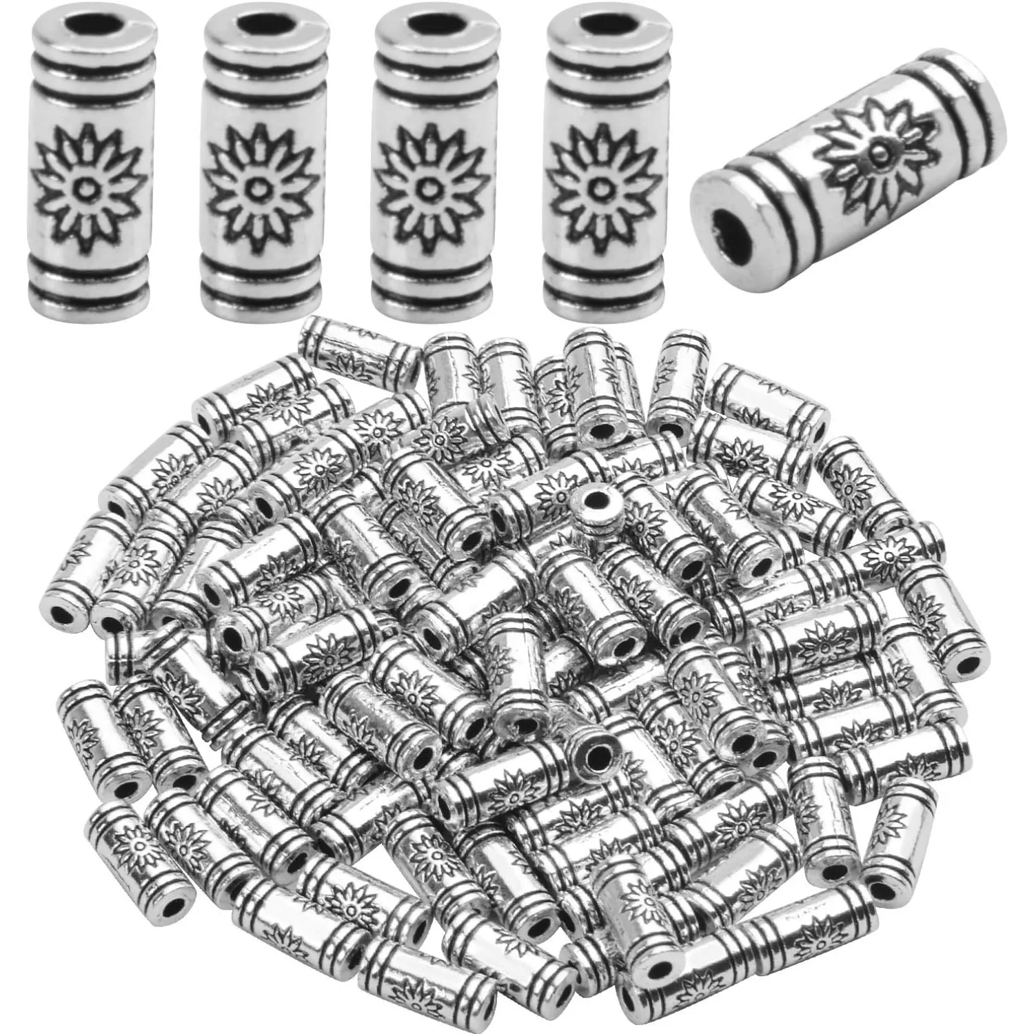 100pcs Column Spacer Beads Tibetan Silver Tube Beads for Bracelet Necklace Jewelry Making Crafts DIY,Size:10 * 4.5mm; Hole:2mm
100pcs Column Spacer Beads Tibetan Silver Tube Beads for Bracelet Necklace Jewelry Making Crafts DIY,Size:10 * 4.5mm; Hole:2mm