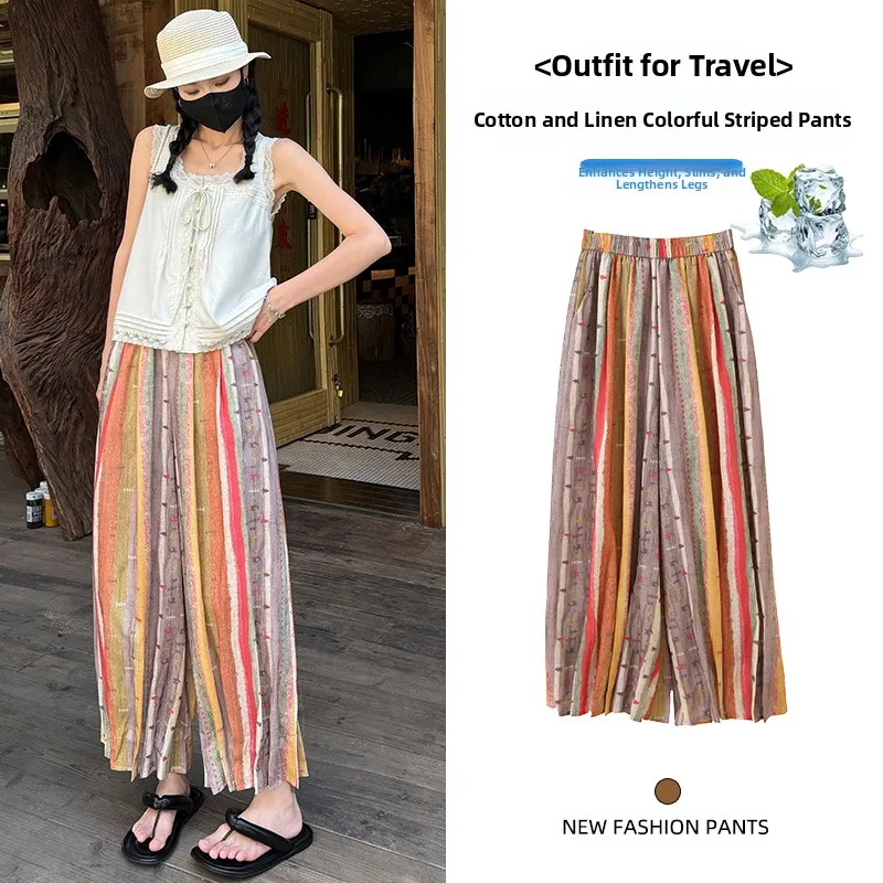 Stripe Print Pumpkin Pants Women's Summer Lazy Style Wide Leg Lantern Pants Lightweight Loose Casual Nine Point Pants
Stripe Print Pumpkin Pants Women's Summer Lazy Style Wide Leg Lantern Pants Lightweight Loose Casual Nine Point Pants