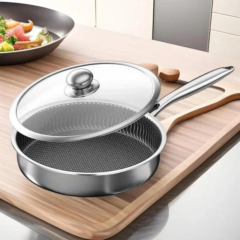 Schnesland 304 Stainless Steel Frying Pans with Glass Lid Non-stick Uncoated Skillet Wok Pan
Schnesland 304 Stainless Steel Frying Pans with Glass Lid Non-stick Uncoated Skillet Wok Pan