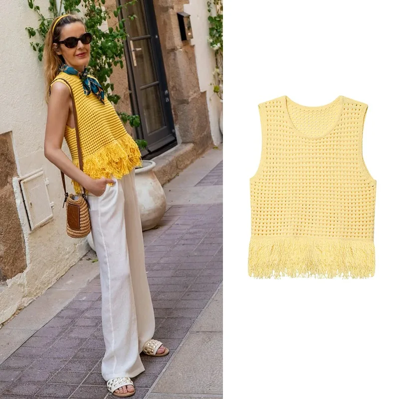 TRAFZR New Sweaters Vest Top Woman Crop Knit Mesh Pretty Women's Pullover Cozy Sleeveless Knitwear Casual Vests Trend 2025 Short
TRAFZR New Sweaters Vest Top Woman Crop Knit Mesh Pretty Women's Pullover Cozy Sleeveless Knitwear Casual Vests Trend 2025 Short