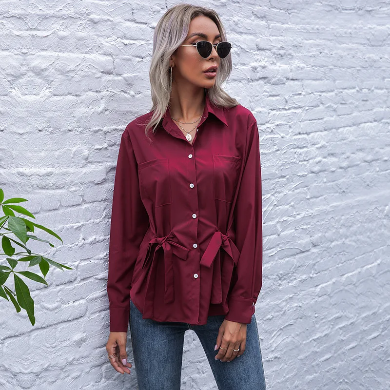 Women Solid Lace Up Blouses Top 2021 Spring Casual Long Sleeved Office Blouse Shirt Elegant Office Lady Shirts Tops
Women Solid Lace Up Blouses Top 2021 Spring Casual Long Sleeved Office Blouse Shirt Elegant Office Lady Shirts Tops